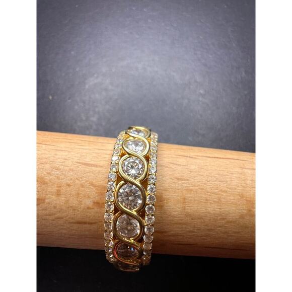 CZ gold over Sterling eternity band mens ring size 11 - Picture 2 of 11